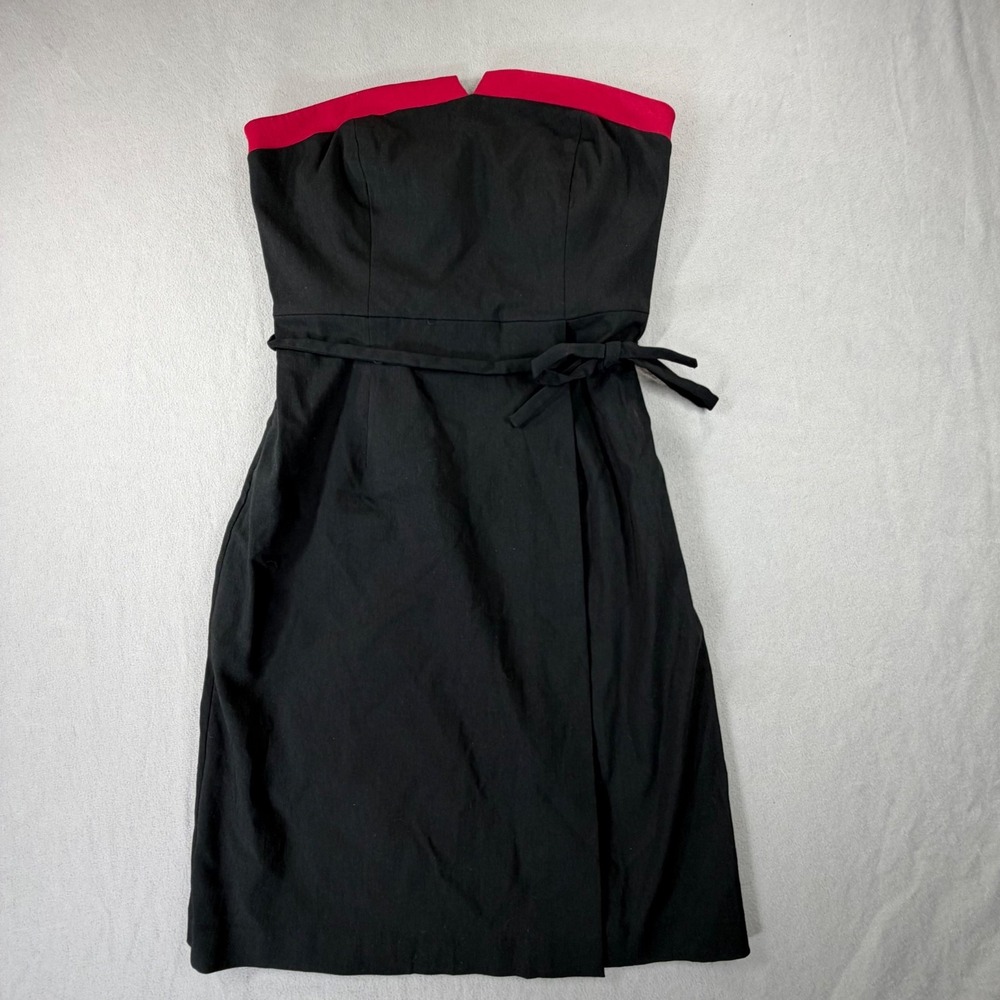 Express Strapless‎ Mini Dress Womens Small Black Red Tie Waist Party NWT - Picture 2 of 11